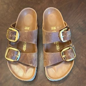 Birkenstock big buckle oiled leather cognac 38